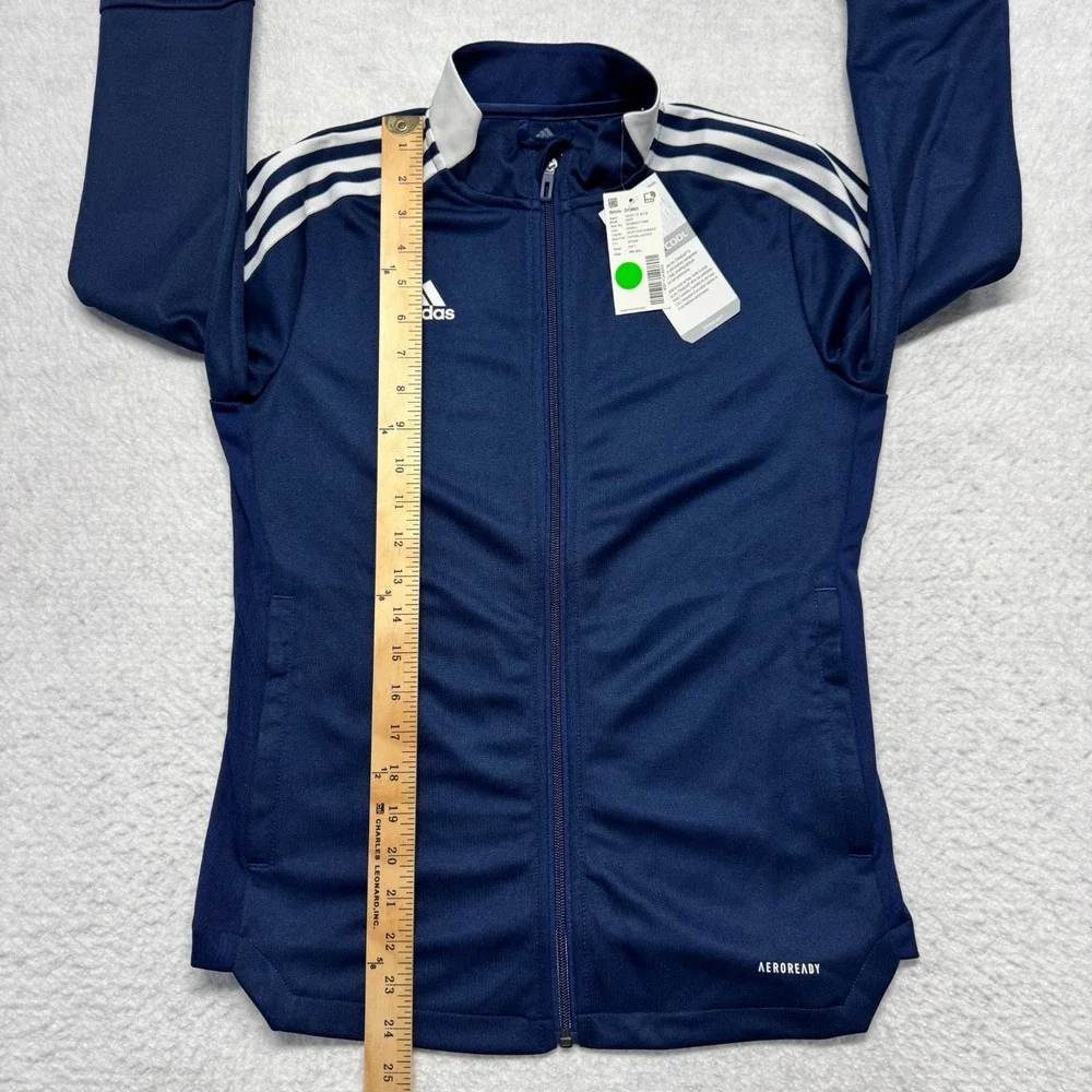 NWT Adidas Aeroready Track Jacket Blue Soccer Full‎ Zip Primegreen Youth Medium